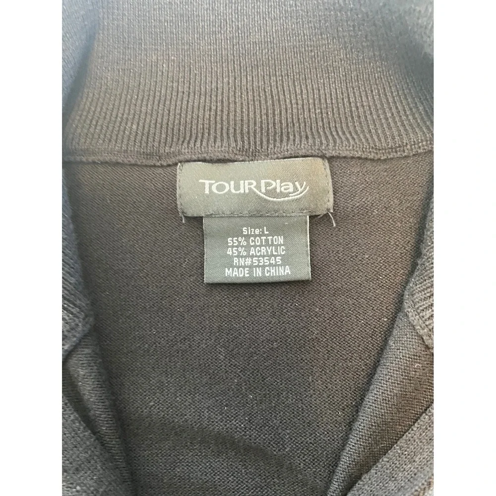 Tour Play Mens Sweater Vest Quarter Zip Sleeveless Knit Mock Neck‎ Black Large